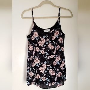 Hippie Rose lined floral spaghetti strap camisole, tank top, Medium